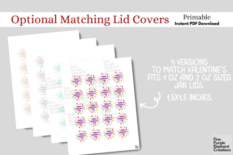 Printable Play Dough Donut Valentine | Mini Playdoh Non-Candy Favors Digital Pattern Fine Purple Elephant Creations 