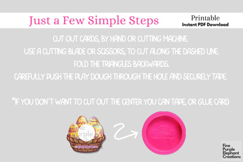 Printable Play Dough Easter Basket Digital Paper Playdoh Cards Digital Pattern Fine Purple Elephant Creations 