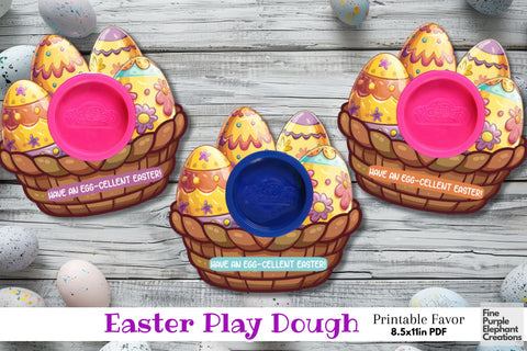 Printable Play Dough Easter Basket Digital Paper Playdoh Cards Digital Pattern Fine Purple Elephant Creations 