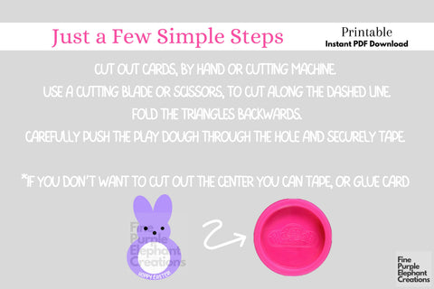 Printable Play Dough Easter Bunny Marshmallow Peeps Digital Paper Playdoh Cards Digital Pattern Fine Purple Elephant Creations 