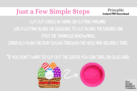 Printable Play Dough Easter Egg Basket Digital Paper Playdoh Cards Digital Pattern Fine Purple Elephant Creations 