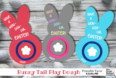 Printable Play Dough Fluffy Tail Easter Bunny Butt Digital Paper Playdoh Cards Digital Pattern Fine Purple Elephant Creations 