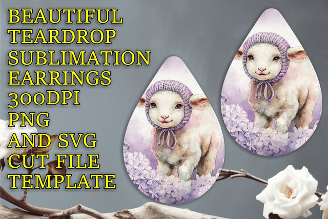 printable PNG, Unique teardrop earrings sublimation design, Animals Sublimation HoodArtCraft 