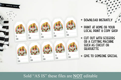 Printable Teacher Gift Tags - Festive Gnome Design 3D Paper BijouBay 