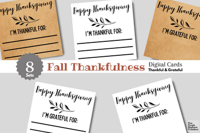 Printable Thanksgiving Gratitude Cards 3D Paper Fine Purple Elephant Creations 