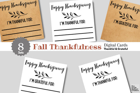 Printable Thanksgiving Gratitude Cards 3D Paper Fine Purple Elephant Creations 