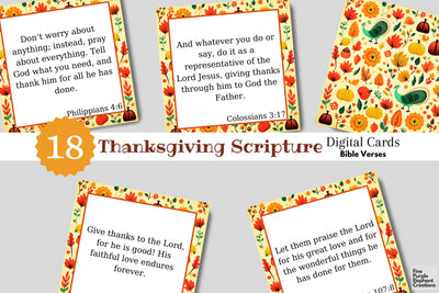 Printable Thanksgiving Scripture Cards 3D Paper Fine Purple Elephant Creations 