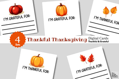 Printable Thanksgiving Thankful Cards 3D Paper Fine Purple Elephant Creations 
