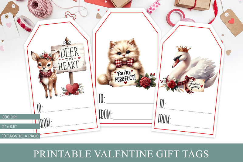 Printable Valentine Gift Tags | Cute Animal Valentine Tags - So Fontsy