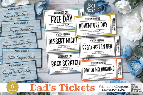 Printable Wood Texture Father's Day Digital Coupon Book Cards Digital Pattern Fine Purple Elephant Creations 