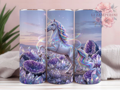 Prismatic Unicorn Crystal 20oz Tumbler, Unicorn Design, Prismatic Motif, Crystal Theme, Fantasy Style, Mystical Charm, 20oz Wrap, Sublimation Tumbler Sublimation Li Zamperini 