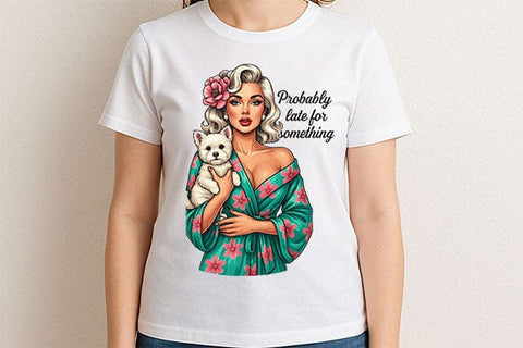 Probably Late for Something PNG Funny Retro Woman Dog Sublimation SVG BillahCrafts 