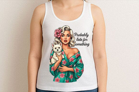 Probably Late for Something PNG Funny Retro Woman Dog Sublimation SVG BillahCrafts 