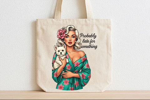 Probably Late for Something PNG Funny Retro Woman Dog Sublimation SVG BillahCrafts 