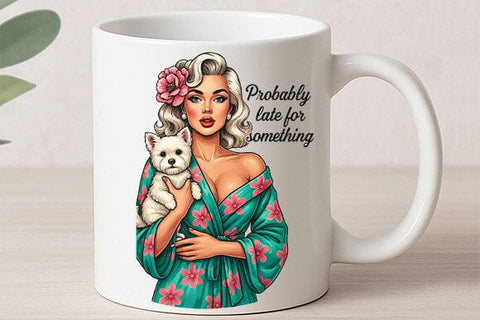 Probably Late for Something PNG Funny Retro Woman Dog Sublimation SVG BillahCrafts 