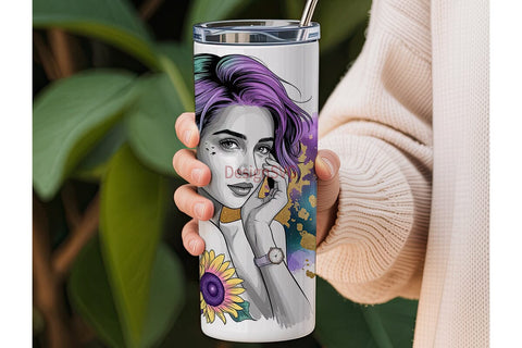 Probably Late Sunflower 20oz Tumbler Sublimation DesignSVG 