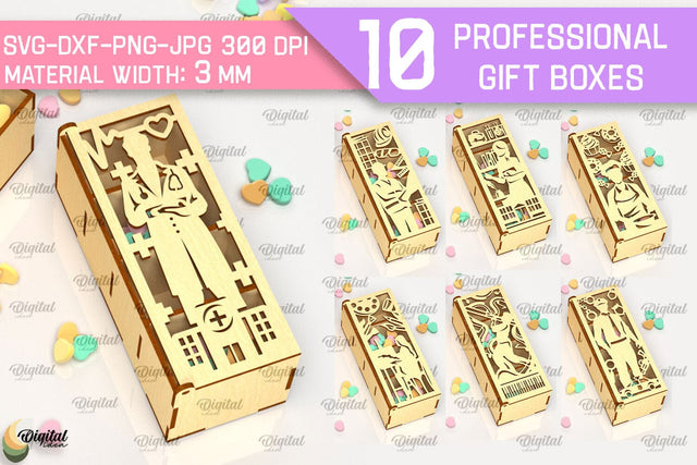Professional Gift Boxes LaserCut Bundle. 3D Wooden Boxes SVG SVG Evgenyia Guschina 