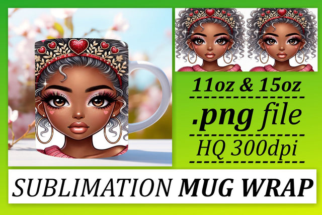 Professional-quality mug wraps, stand out with style! , Love Girl Sublimation afrosvg 