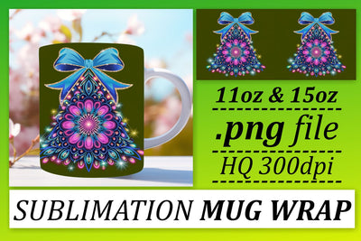 Professional-quality mug wraps, stand out with style! , Neon Xmas Sublimation afrosvg 