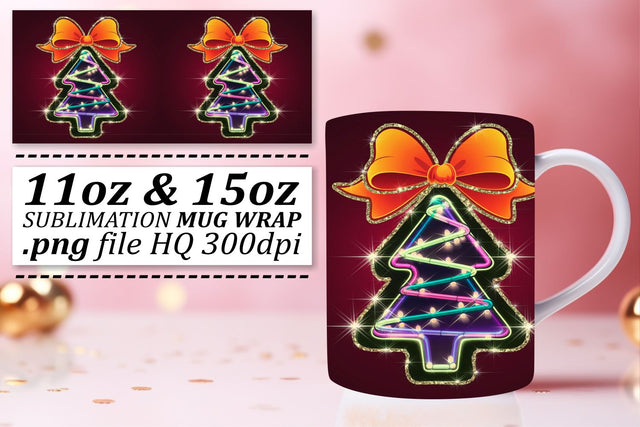 Professional-quality templates, elevate your mugs! , Neon Xmas Sublimation afrosvg 