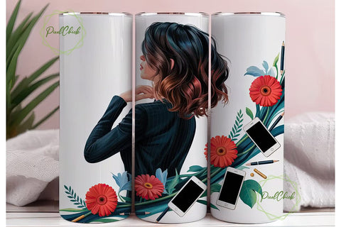 Professional Woman Floral 20oz Tumbler Sublimation PixelChick 
