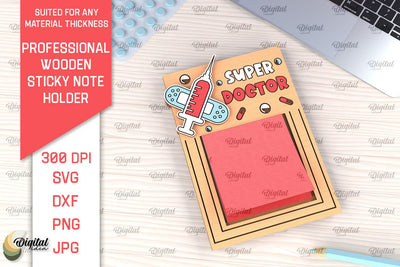 Professional Wooden Sticky Note Holder Laser Cut SVG Evgenyia Guschina 
