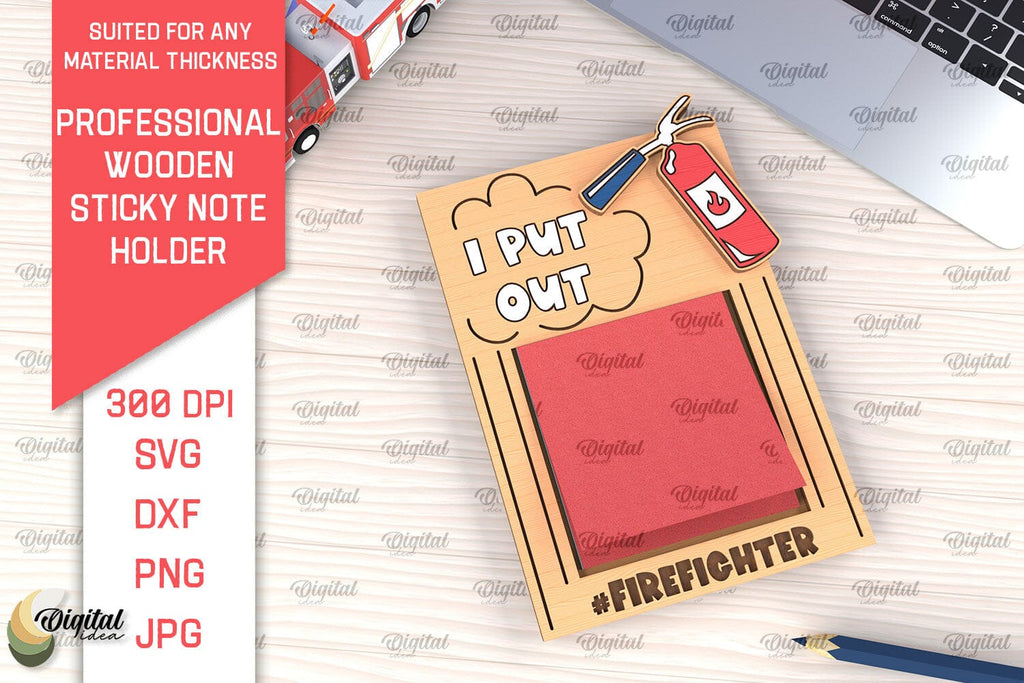 Professional Wooden Sticky Note Holder Laser Cut - So Fontsy