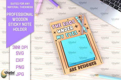 Professional Wooden Sticky Note Holder Laser Cut SVG Evgenyia Guschina 