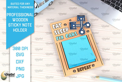 Professional Wooden Sticky Note Holder Laser Cut SVG Evgenyia Guschina 