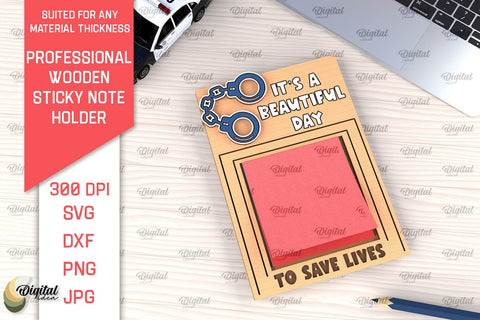 Professional Wooden Sticky Note Holder Laser Cut SVG Evgenyia Guschina 