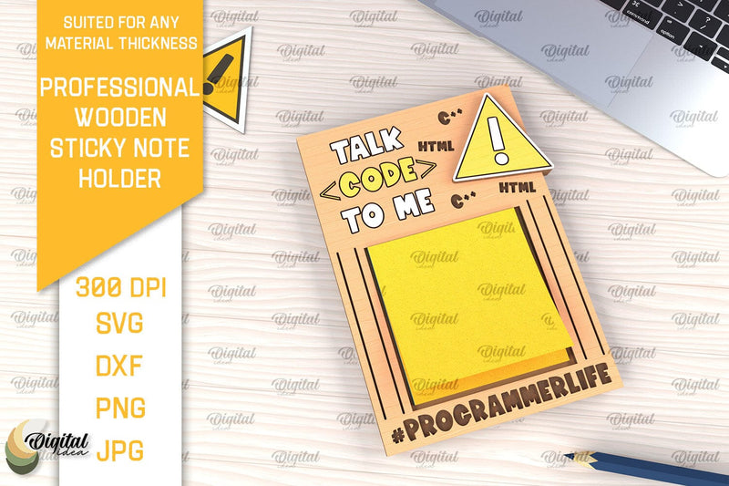 Professional Wooden Sticky Note Holder Laser Cut SVG Evgenyia Guschina 