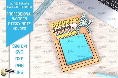 Professional Wooden Sticky Note Holder Laser Cut SVG Evgenyia Guschina 