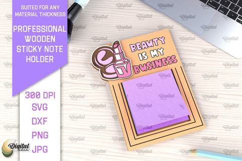 Professional Wooden Sticky Note Holder Laser Cut SVG Evgenyia Guschina 
