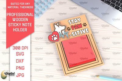 Professional Wooden Sticky Note Holder Laser Cut SVG Evgenyia Guschina 