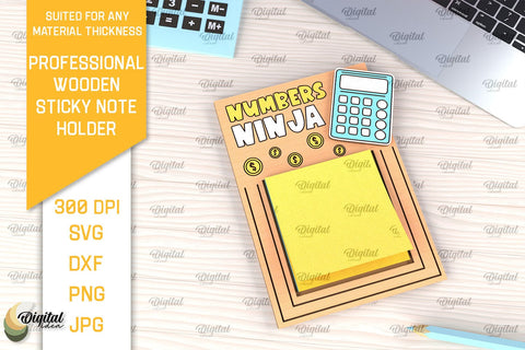 Professional Wooden Sticky Note Holder Laser Cut SVG Evgenyia Guschina 