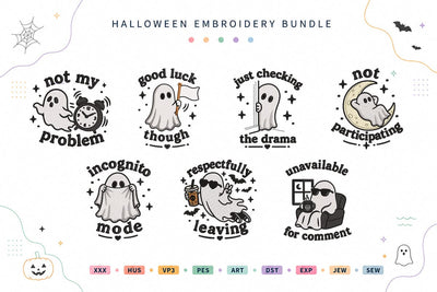 Professionally Unbothered Ghost Halloween Embroidery Bundle Embroidery/Applique DESIGNS sg embroidery 