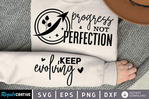 Progress Not Perfection Sleeve SVG, Boho Inspirational SVG, Love Yourself SVG, Positive Quotes SVG Design SVG Regulrcrative 