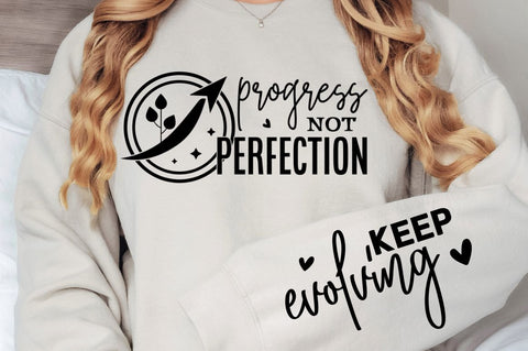 Progress Not Perfection Sleeve SVG, Boho Inspirational SVG, Love Yourself SVG, Positive Quotes SVG Design SVG Regulrcrative 