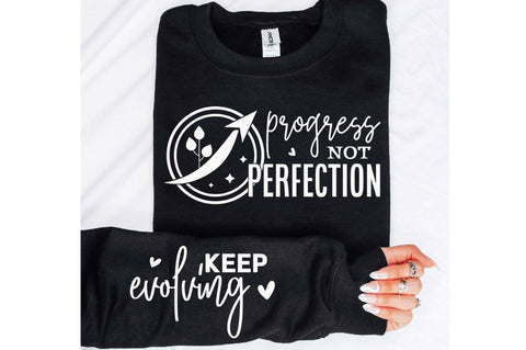 Progress Not Perfection Sleeve SVG, Boho Inspirational SVG, Love Yourself SVG, Positive Quotes SVG Design SVG Regulrcrative 
