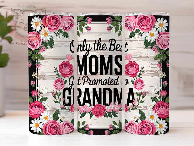 Promoted To Grandma Skinny Tumbler Wrap, Mom To Grandma Sublimation, 20oz Skinny Tumbler Wrap, Promoted To Grandma Design, Mother’s Day Tumbler Wrap, New Grandma Gift Wrap Sublimation Lara' s Designs 