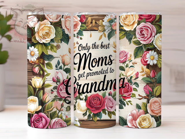 Promoted To Grandma Skinny Tumbler Wrap, Mom To Grandma Sublimation, 20oz Skinny Tumbler Wrap, Promoted To Grandma Design, Mother’s Day Tumbler Wrap, New Grandma Gift Wrap Sublimation Lara' s Designs 