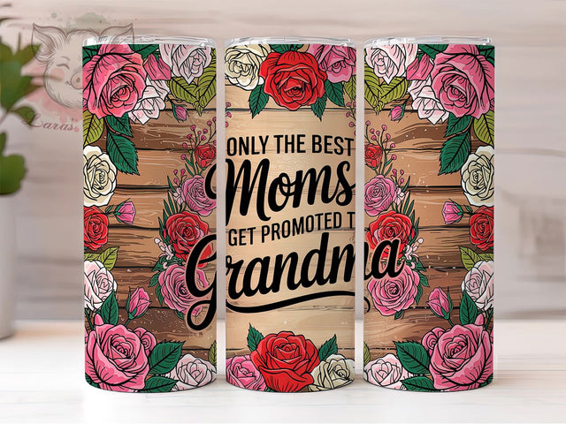Promoted To Grandma Skinny Tumbler Wrap, Mom To Grandma Sublimation, 20oz Skinny Tumbler Wrap, Promoted To Grandma Design, Mother’s Day Tumbler Wrap, New Grandma Gift Wrap Sublimation Lara' s Designs 