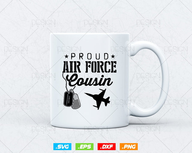 Proud Air Force Cousin Gifts USAF Graduation Family Svg Png, Air Force Tshirt, USA Flag Svg, Svg Files for Cricut, Instant download SVG DesignDestine 
