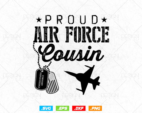 Proud Air Force Cousin Gifts USAF Graduation Family Svg Png, Air Force Tshirt, USA Flag Svg, Svg Files for Cricut, Instant download SVG DesignDestine 