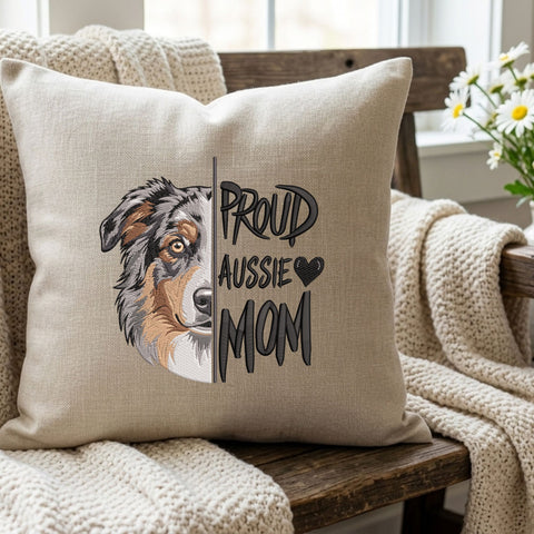 Proud Aussie Mom Embroidery Design – Australian Shepherd Dog Mom Machine Embroidery File, 9 Sizes 3 to 8 Inch Embroidery/Applique DESIGNS PatternFeed8 