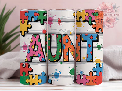 Proud Autism Aunt Awareness Tumbler, Autism Awareness Cup, Puzzle Piece Tumbler, Special Needs Support Gift, 20oz Sublimation Wrap, Neurodiversity Tumbler, Proud Autism Aunt Cup Sublimation Li Zamperini 