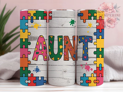 Proud Autism Aunt Awareness Tumbler, Autism Awareness Cup, Puzzle Piece Tumbler, Special Needs Support Gift, 20oz Sublimation Wrap, Neurodiversity Tumbler, Proud Autism Aunt Cup Sublimation Li Zamperini 