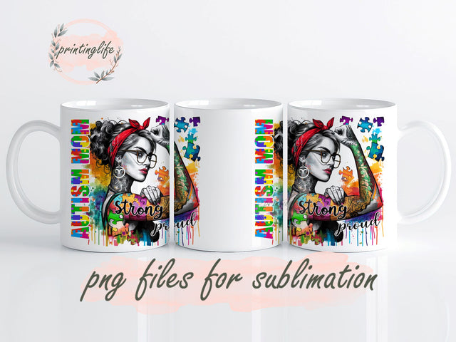 Proud Autism Mom Mug Wrap, Autism Awareness Breath Dragonfly Mug Wrap Design, Instant Digital Design Download Mug Wrap Design, Mug Design PNG Sublimation PrintingLife 