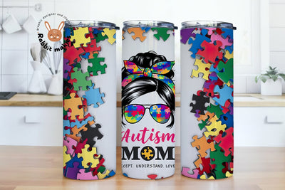 Proud Autism Mom Tumbler Wrap, 20 oz Skinny Tumbler Sublimation Design, Autism Awareness Tumbler PNG, Digital Download Sublimation Rabbitmakies 