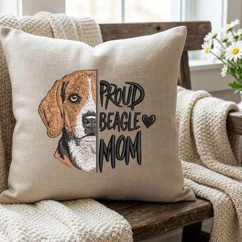 Proud Beagle Mom Embroidery Design – Beagle Dog Mom Portrait Machine Embroidery File, 9 Sizes 3 to 8 Inch Embroidery/Applique DESIGNS PatternFeed8 